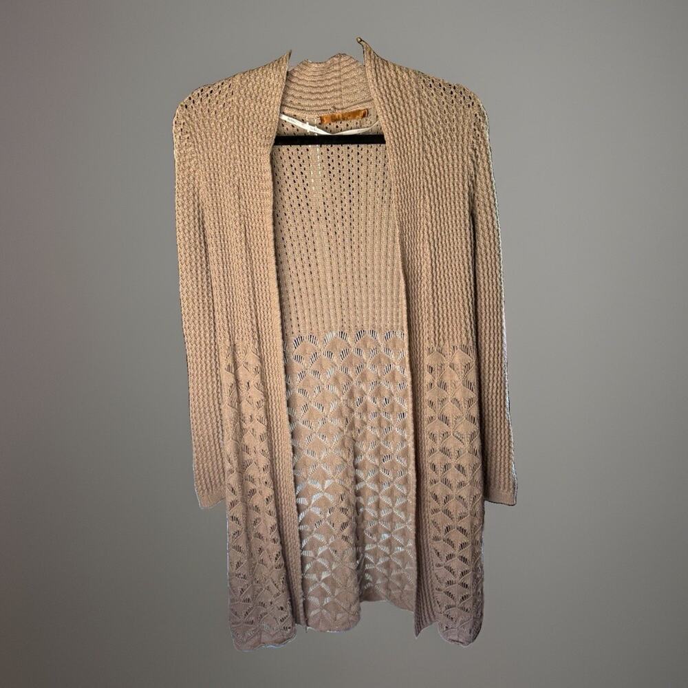 Women's belldini Open-Knit Shawl Collar Open-Front Cardigan Cotton Blend Size L